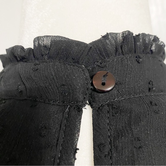 JAPNA ~ Black Ruffled Trim Dress W/Mock Neck & Sheer Balloon Sleeves Size Large - Picture 5 of 8